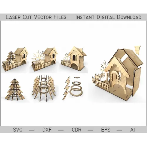 Casa de Chá com Quintal — Kit Vetorial para Corte a Laser (SVG, DXF, CDR, EPS, AI)