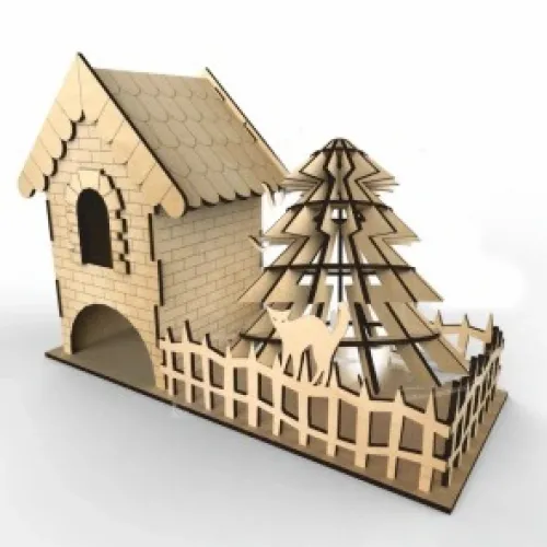  Modèle vectoriel découpé au laser pour maison de thé et arbre – Porte-sachets de thé SVG