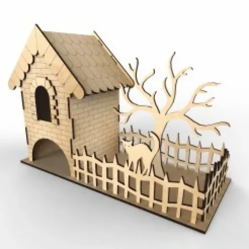  Modèle vectoriel découpé au laser pour maison de thé et arbre – Porte-sachets de thé SVG